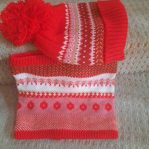 NWT Women Fair Isle Snood & Beanie Set - One size